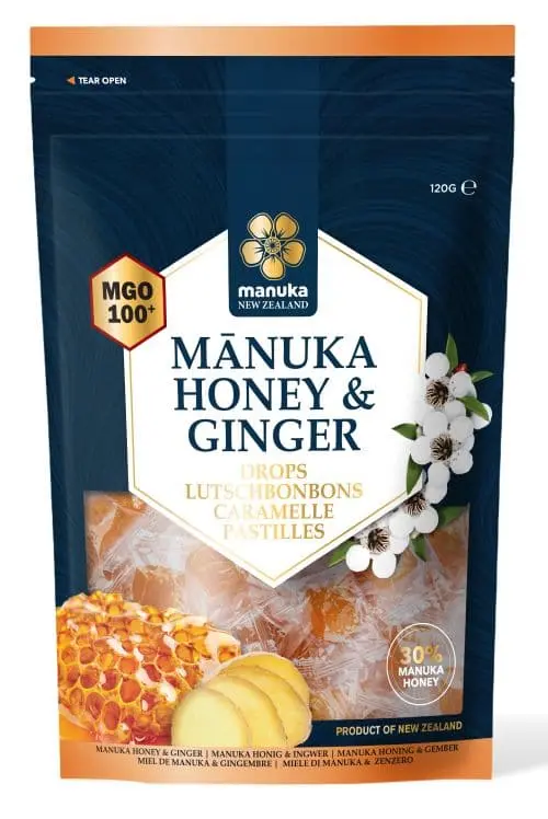 Manuka honey & ginger drops 