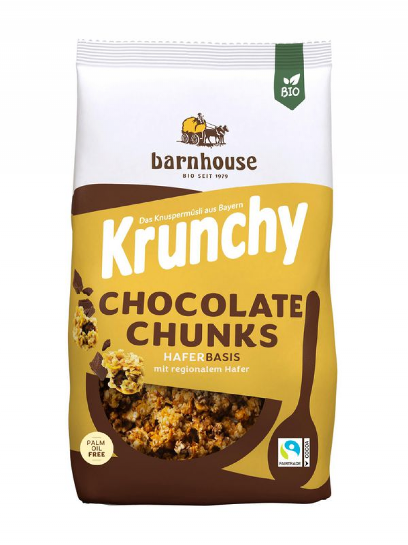Krunchy friend choc chunk 500g Havergranola met cornflakes en chocolade