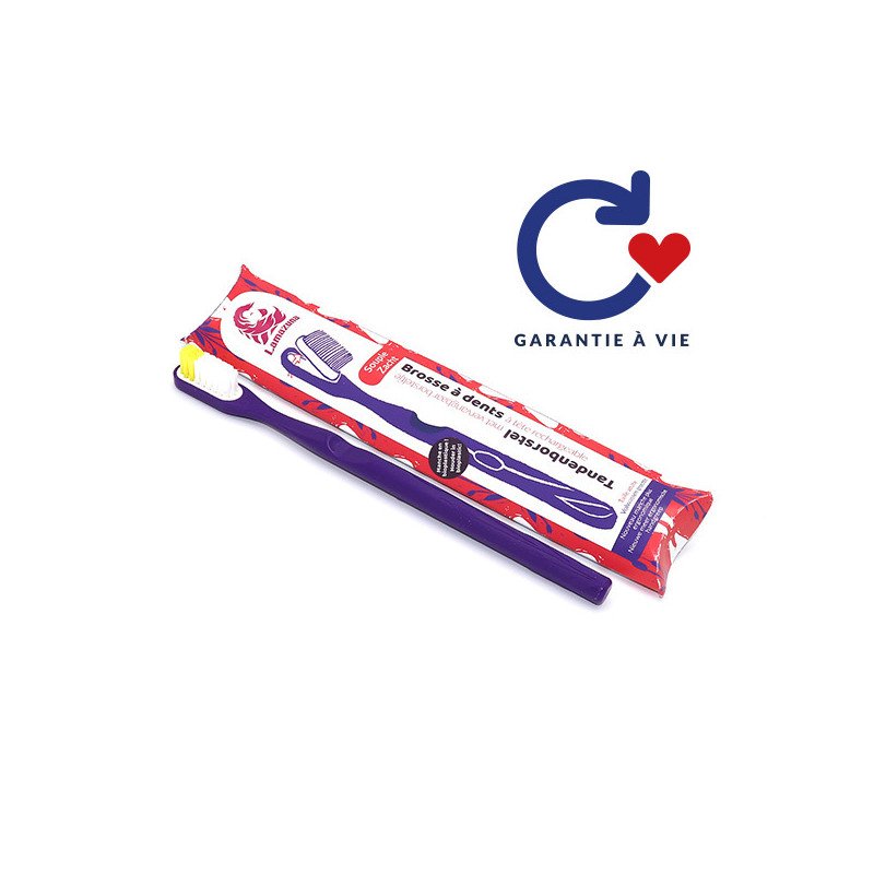 Tandenborstel met verwisselbare kop zacht - violet (ECO)
