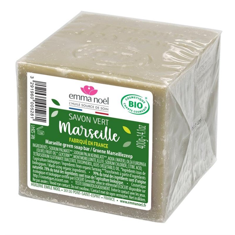 Zeep Marseille Cosmebio 400g cello - met bio olijfolie